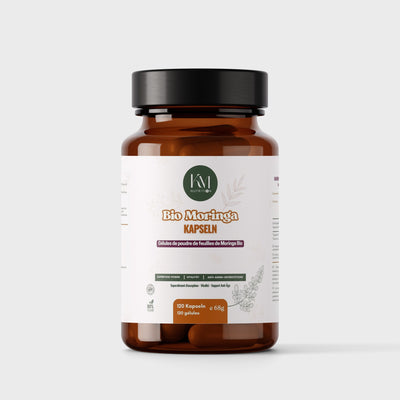 Gélules de Moringa Bio - Flacon Apothicaire Verre Ambré 120 Gélules