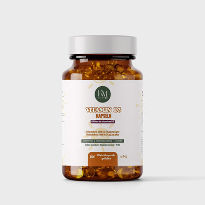 Gélules de Vitamine D3 3000 UI - Flacon Apothicaire Verre Ambré 180 Gélules