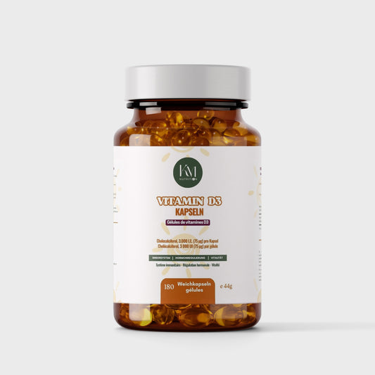 Gélules de Vitamine D3 3000 UI - Flacon Apothicaire Verre Ambré 180 Gélules